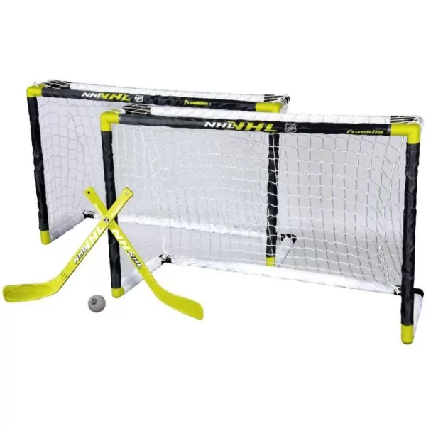Franklin Sports Knee Hockey Goal Set  Mini Hockey Goals  2 Goals  Pro Style Top Shelf  Kids Hockey Set  NHL White