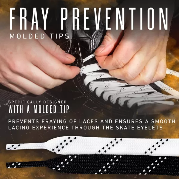 Franklin Sports Hockey Skate Laces  Set of 2 NonWaxed Pairs  White  Black Unwaxed Ice Hockey Laces  Molded Tips84