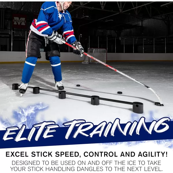 Franklin Sports Hockey Stick Handling Trainer Aid  Puck  Stickhandling Skills Training Aid  72quot Portable Puck Handling Training Aid for On  Off Ice Skill Drills  Practice