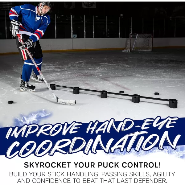 Franklin Sports Hockey Stick Handling Trainer Aid  Puck  Stickhandling Skills Training Aid  72quot Portable Puck Handling Training Aid for On  Off Ice Skill Drills  Practice