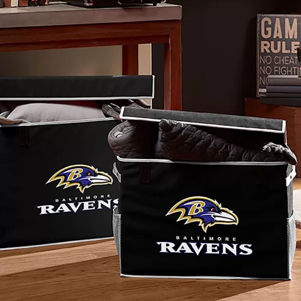 Franklin Sports NFL Storage Footlocker Bins  Large Folding Organizer Containers  NFL Team Office Bedroom  Living Room Dcor  Large  Small BinsBaltimore Ravens