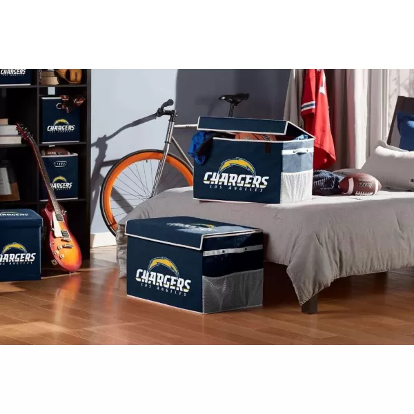 Franklin Sports NFL Storage Footlocker Bins  Large Folding Organizer Containers  NFL Team Office Bedroom  Living Room Dcor  Large  Small BinsLos Angeles Chargers