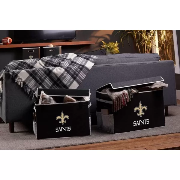 Franklin Sports NFL Storage Footlocker Bins  Large Folding Organizer Containers  NFL Team Office Bedroom  Living Room Dcor  Large  Small BinsNew Orleans Saints