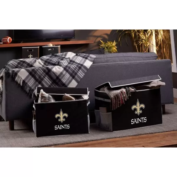 Franklin Sports NFL Storage Footlocker Bins  Large Folding Organizer Containers  NFL Team Office Bedroom  Living Room Dcor  Large  Small BinsNew Orleans Saints