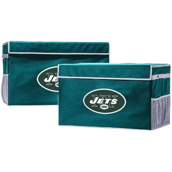 Franklin Sports NFL Storage Footlocker Bins  Large Folding Organizer Containers  NFL Team Office Bedroom  Living Room Dcor  Large  Small BinsNew York Jets