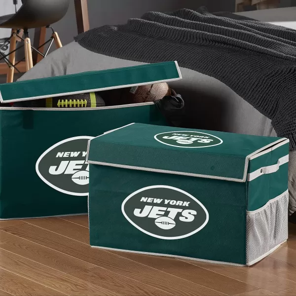 Franklin Sports NFL Storage Footlocker Bins  Large Folding Organizer Containers  NFL Team Office Bedroom  Living Room Dcor  Large  Small BinsNew York Jets