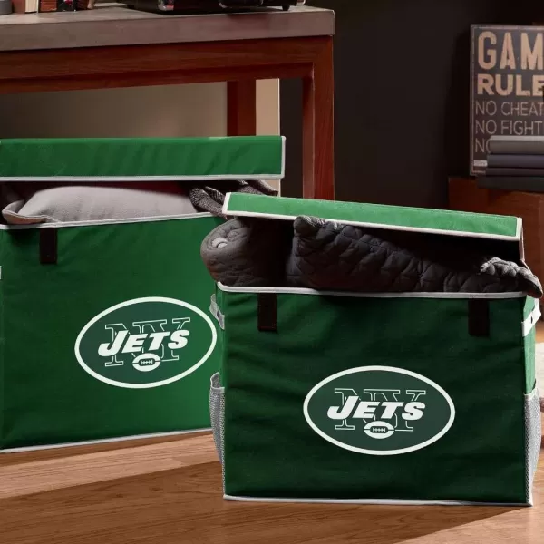 Franklin Sports NFL Storage Footlocker Bins  Large Folding Organizer Containers  NFL Team Office Bedroom  Living Room Dcor  Large  Small BinsNew York Jets