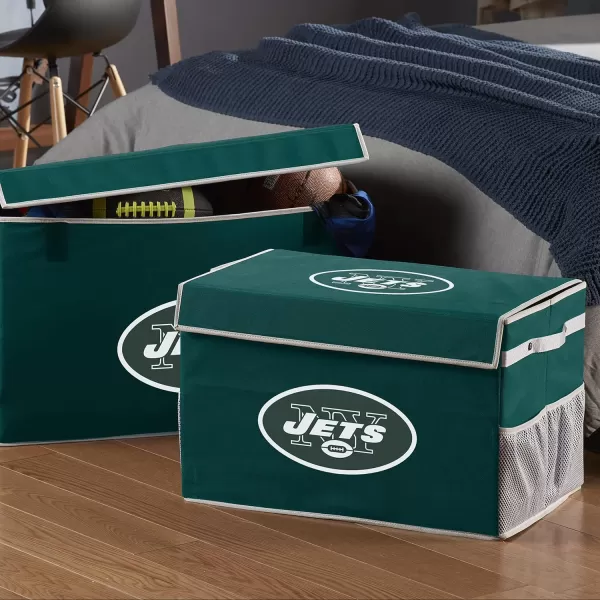 Franklin Sports NFL Storage Footlocker Bins  Large Folding Organizer Containers  NFL Team Office Bedroom  Living Room Dcor  Large  Small BinsNew York Jets