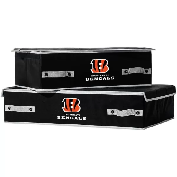Franklin Sports NFL Under Bed Storage Bins  Folding Organizer Containers  NFL Team Office Bedroom  Living Room DcorCincinnati Bengals