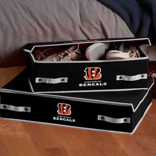 Franklin Sports NFL Under Bed Storage Bins  Folding Organizer Containers  NFL Team Office Bedroom  Living Room DcorCincinnati Bengals