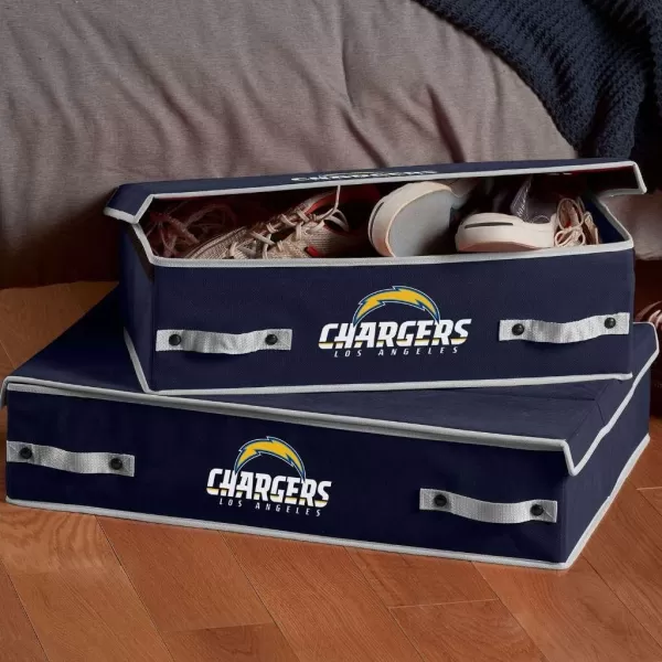 Franklin Sports NFL Under Bed Storage Bins  Folding Organizer Containers  NFL Team Office Bedroom  Living Room DcorLos Angeles Chargers