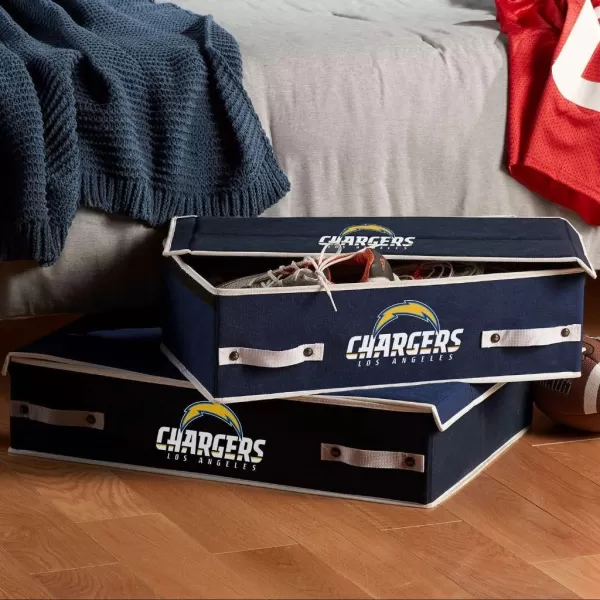 Franklin Sports NFL Under Bed Storage Bins  Folding Organizer Containers  NFL Team Office Bedroom  Living Room DcorLos Angeles Chargers