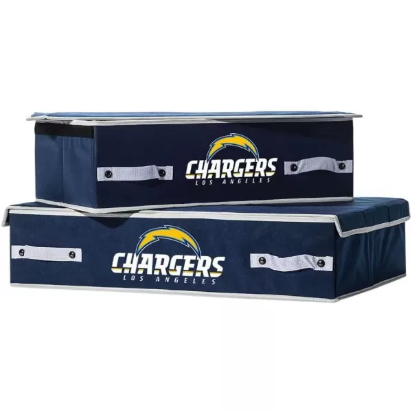 Franklin Sports NFL Under Bed Storage Bins  Folding Organizer Containers  NFL Team Office Bedroom  Living Room DcorLos Angeles Chargers