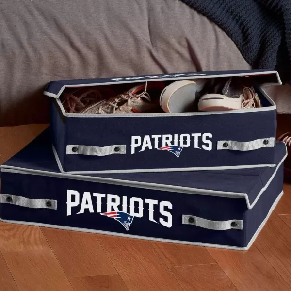 Franklin Sports NFL Under Bed Storage Bins  Folding Organizer Containers  NFL Team Office Bedroom  Living Room DcorNew England Patriots