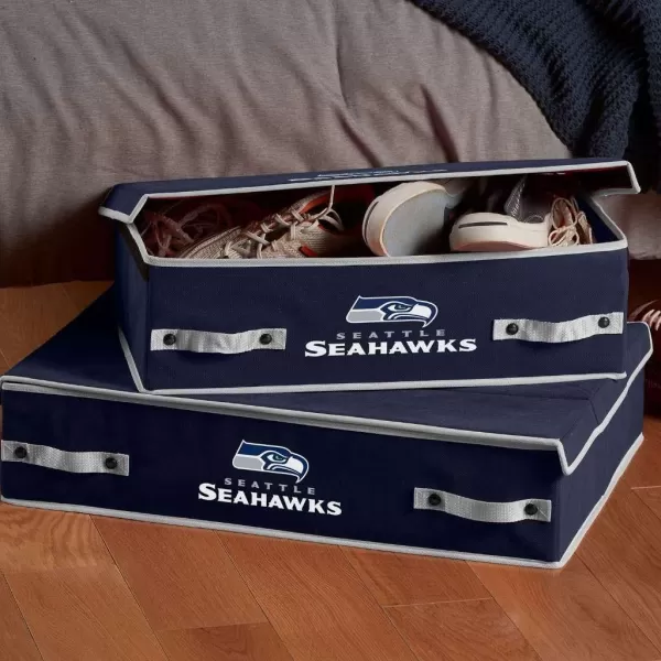 Franklin Sports NFL Under Bed Storage Bins  Folding Organizer Containers  NFL Team Office Bedroom  Living Room DcorSeattle Seahawks