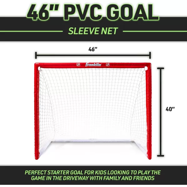 Franklin Sports NHL Street Hockey Goal with Net  Portable Lightweight PVC Youth Street  Roller For Kids  46quot