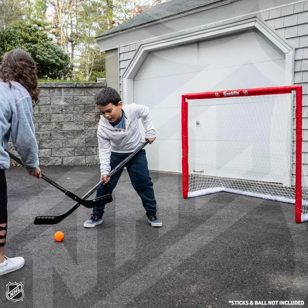 Franklin Sports NHL Street Hockey Goal with Net  Portable Lightweight PVC Youth Street  Roller For Kids  46quot