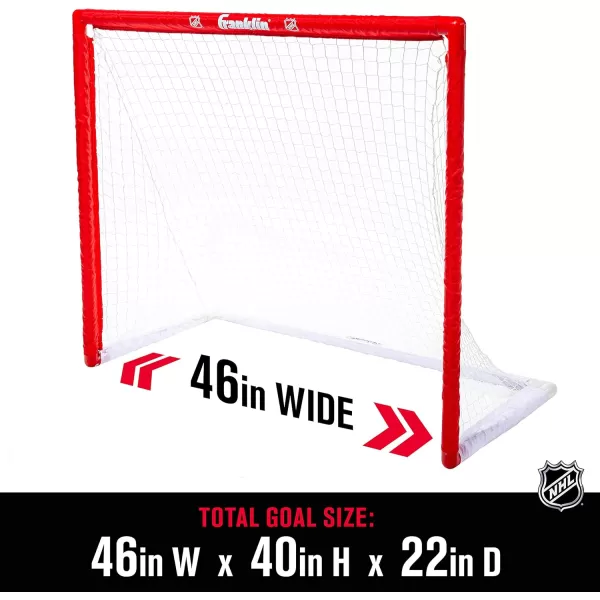 Franklin Sports NHL Youth Street Hockey Set  2 Kids Junior Hockey Sticks PVC Goal  Roller Hockey Ball Included  Indoor  Outdoor Net  46quot Red