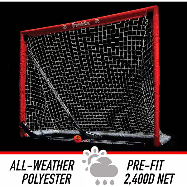 Franklin Sports NHL Youth Street Hockey Set  2 Kids Junior Hockey Sticks PVC Goal  Roller Hockey Ball Included  Indoor  Outdoor Net  46quot Red
