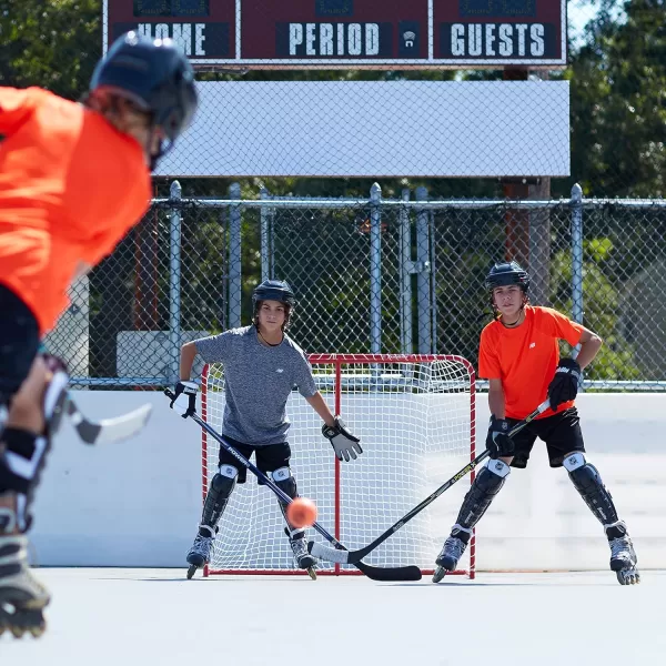 Franklin Sports Youth Street Hockey Net  Indoor  Outdoor Steel Hockey Goal for Kids Roller  Street Hockey  Portable Junior Goal  54quot