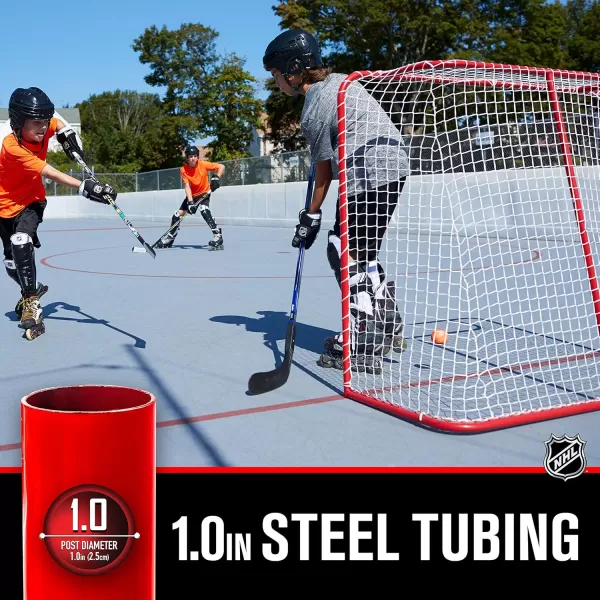 Franklin Sports Youth Street Hockey Net  Indoor  Outdoor Steel Hockey Goal for Kids Roller  Street Hockey  Portable Junior Goal  54quot