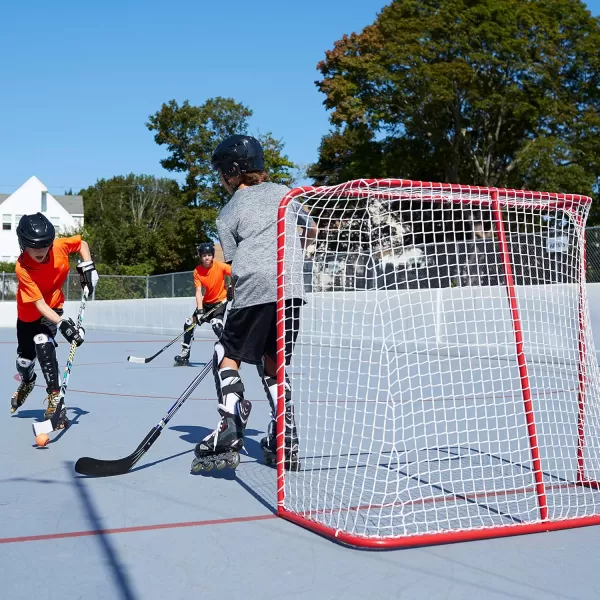 Franklin Sports Youth Street Hockey Net  Indoor  Outdoor Steel Hockey Goal for Kids Roller  Street Hockey  Portable Junior Goal  54quot