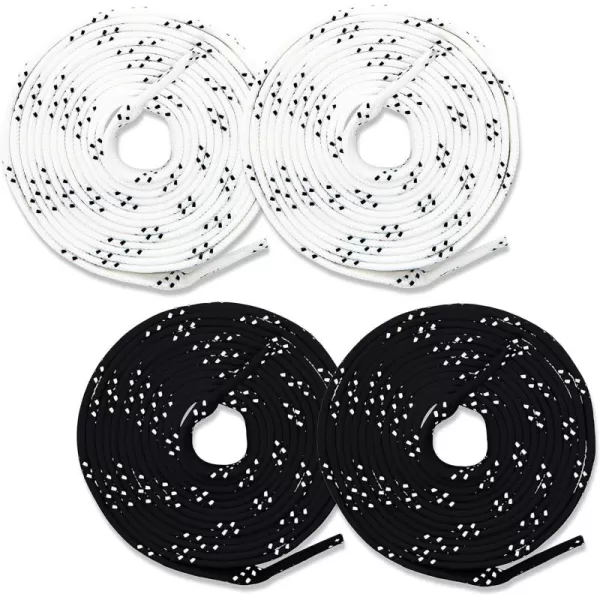 Franklin Sports Hockey Skate Laces  Set of 2 NonWaxed Pairs  White  Black Unwaxed Ice Hockey Laces  Molded Tips96