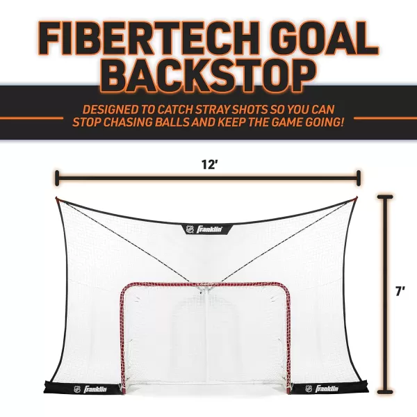 Franklin Sports NHL Hockey Goal Backstop Net  Fibertech Street Hockey Sports Backstop Netting  Large Size Target Net  12 x 7Black