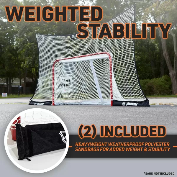Franklin Sports NHL Hockey Goal Backstop Net  Fibertech Street Hockey Sports Backstop Netting  Large Size Target Net  12 x 7Black