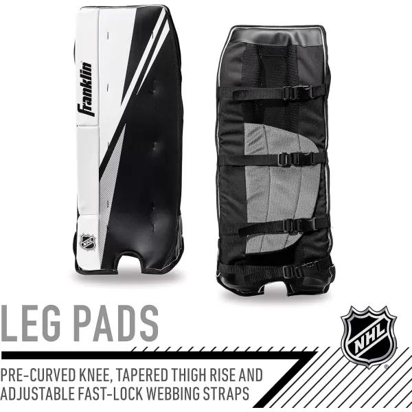 Franklin Sports Street Hockey Goalie Equipment Set  NHL Youth Street Hockey Goalie Pads  Leg Pads Catch Glove and Blocker  Youth Goalie Gear Black 12quot