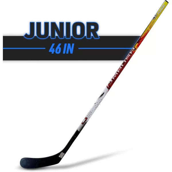 Franklin Sports Street Hockey Sticks  Ambush Junior Street Hockey Stick  Wood and Fiberglass Shaft  ABS Blade  One Piece Stick  46quot 52quot 58quot46