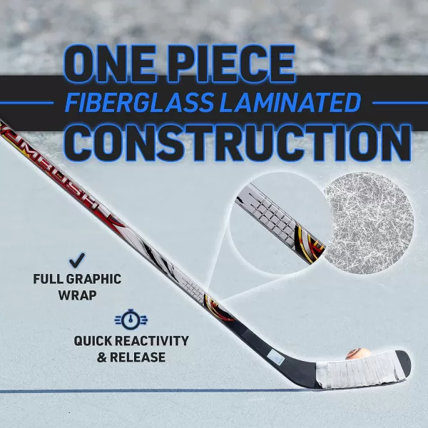 Franklin Sports Street Hockey Sticks  Ambush Junior Street Hockey Stick  Wood and Fiberglass Shaft  ABS Blade  One Piece Stick  46quot 52quot 58quot52