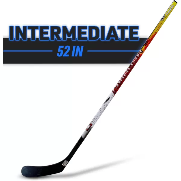 Franklin Sports Street Hockey Sticks  Ambush Junior Street Hockey Stick  Wood and Fiberglass Shaft  ABS Blade  One Piece Stick  46quot 52quot 58quot52