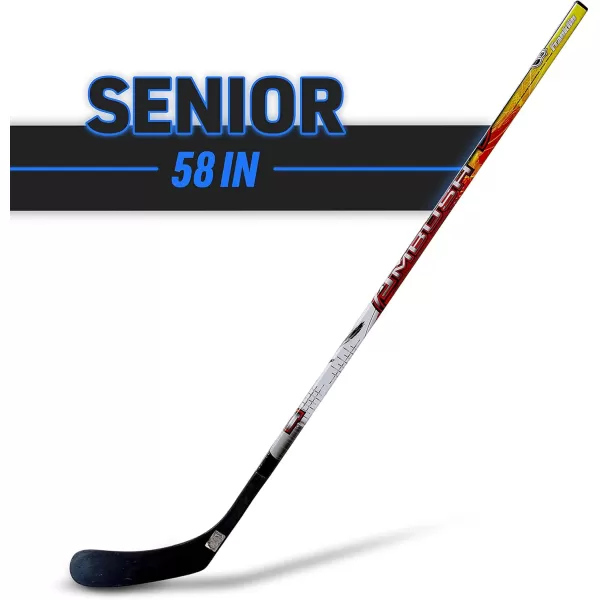 Franklin Sports Street Hockey Sticks  Ambush Junior Street Hockey Stick  Wood and Fiberglass Shaft  ABS Blade  One Piece Stick  46quot 52quot 58quot58