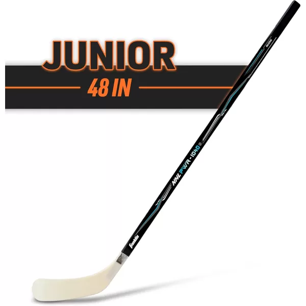 Franklin Sports Street Hockey Sticks  Youth Street Hockey Stick  Wood and Fiberglass Shaft  ABS BladeBlackBlue