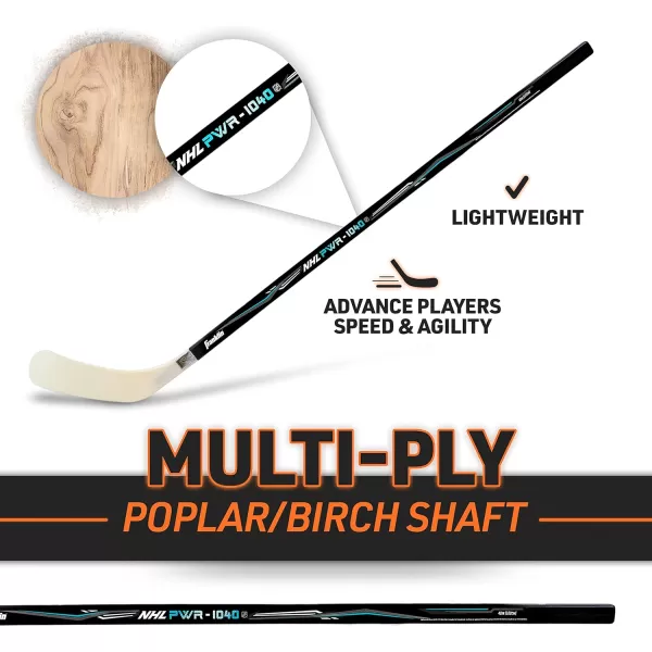 Franklin Sports Street Hockey Sticks  Youth Street Hockey Stick  Wood and Fiberglass Shaft  ABS BladeBlackBlue