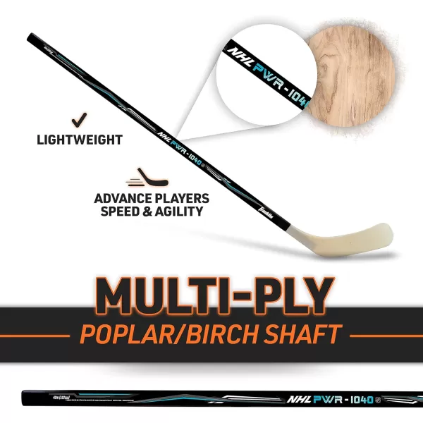 Franklin Sports Street Hockey Sticks  Youth Street Hockey Stick  Wood and Fiberglass Shaft  ABS BladeBlackBlue