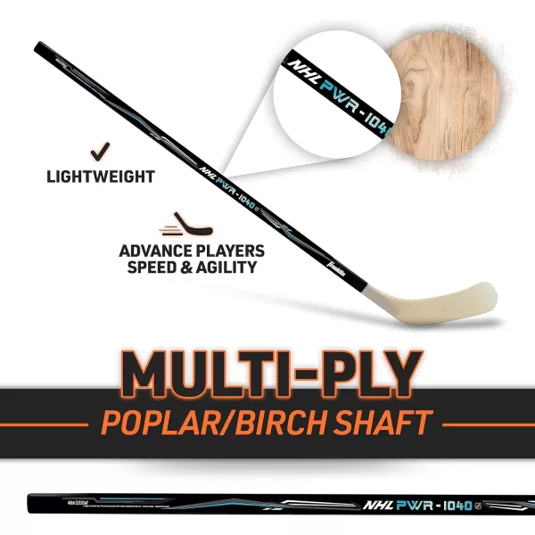 Franklin Sports Street Hockey Sticks  Youth Street Hockey Stick  Wood and Fiberglass Shaft  ABS BladeBlackBlue