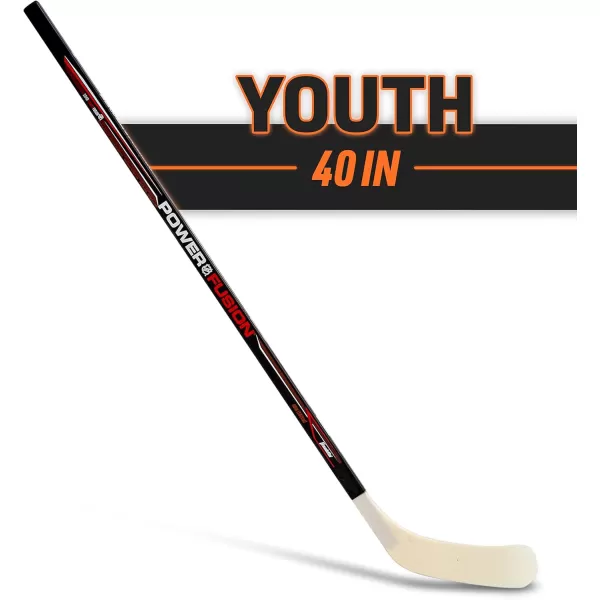Franklin Sports Street Hockey Sticks  Youth Street Hockey Stick  Wood and Fiberglass Shaft  ABS BladeBlackRed