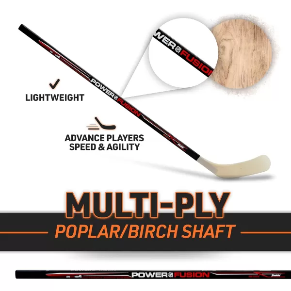 Franklin Sports Street Hockey Sticks  Youth Street Hockey Stick  Wood and Fiberglass Shaft  ABS BladeBlackRed