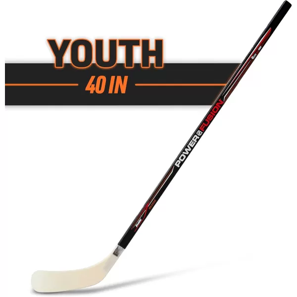 Franklin Sports Street Hockey Sticks  Youth Street Hockey Stick  Wood and Fiberglass Shaft  ABS BladeBlackRed