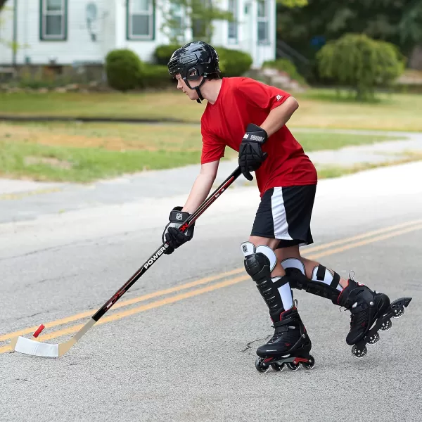 Franklin Sports Street Hockey Sticks  Youth Street Hockey Stick  Wood and Fiberglass Shaft  ABS BladeBlackRed