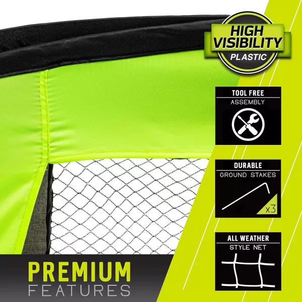 Franklin Sports Blackhawk Junior Pop Up Soccer Goal  Portable Soccer Goal Net  Mini Folding Backyard Soccer Goal  Indoor  Outdoor Training Goal for Adults  Kids  51quot x 38quot  Optic Yellow