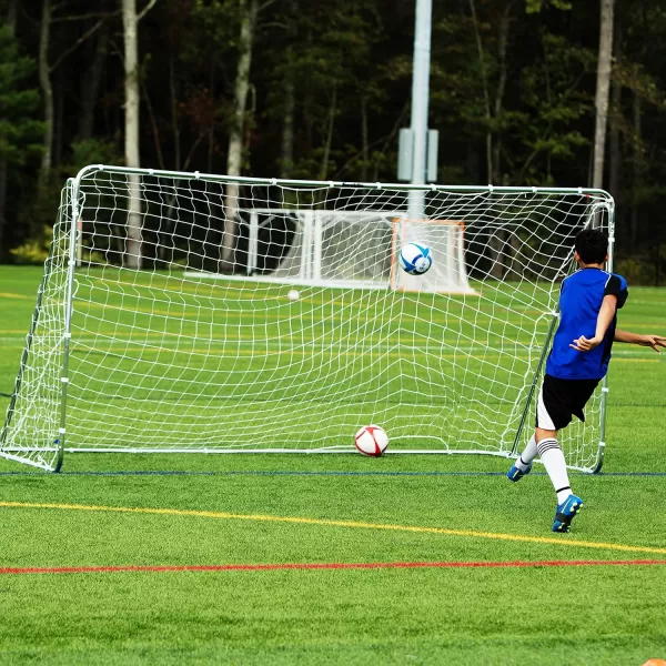 Franklin Sports Competition Soccer Goals  Backyard Portable Steel Soccer Goals  Adult  Youth Soccer Goal with Net  Ground Stakes Included  Multiple Sizes  ColorsSilver