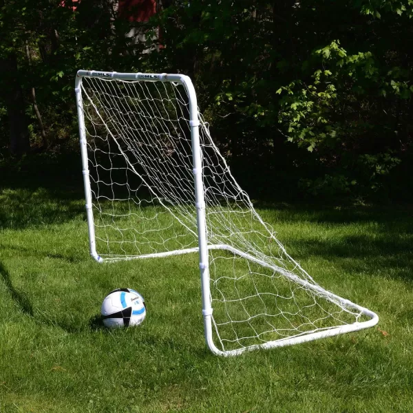 Franklin Sports Competition Soccer Goals  Backyard Portable Steel Soccer Goals  Adult  Youth Soccer Goal with Net  Ground Stakes Included  Multiple Sizes  ColorsSilver