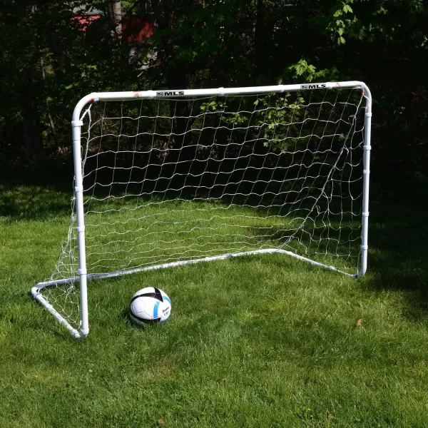 Franklin Sports Competition Soccer Goals  Backyard Portable Steel Soccer Goals  Adult  Youth Soccer Goal with Net  Ground Stakes Included  Multiple Sizes  ColorsSilver