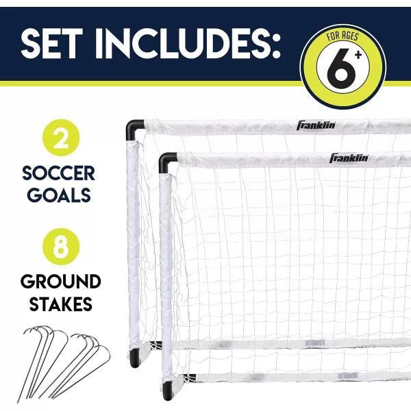 Franklin Sports Kids Soccer Goal Set  Portable Backyard Youth Soccer Goals  2 Mini Soccer Goals with Ground Stakes  54quot x 36quotBlack