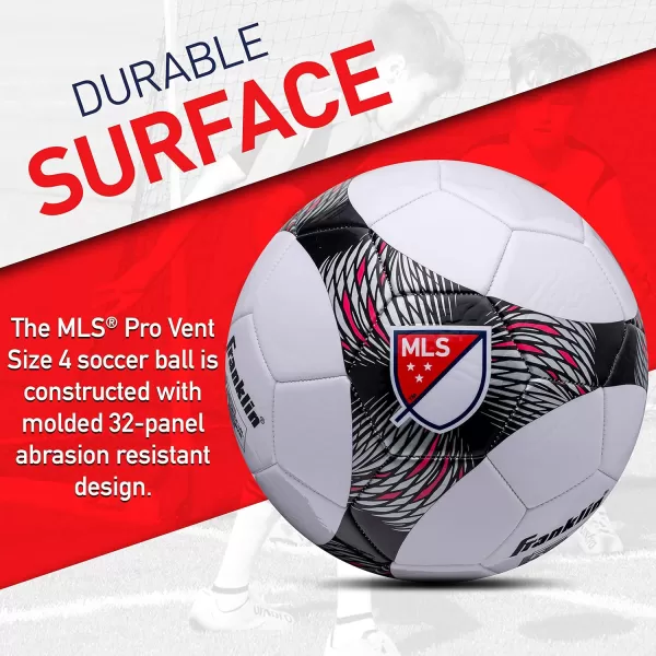Franklin Sports MLS Pro Vent Soccer Ball  Soft Cover  Official Size and Weight Soccer Ball  Air Pump IncludedSize 4  Ages 812