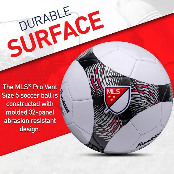 Franklin Sports MLS Pro Vent Soccer Ball  Soft Cover  Official Size and Weight Soccer Ball  Air Pump IncludedSize 5  Ages 13  Over