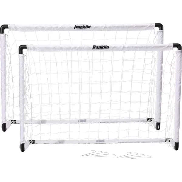 Franklin Sports Kids Soccer Goal Set  Portable Backyard Youth Soccer Goals  2 Mini Soccer Goals with Ground Stakes  54quot x 36quotBlack